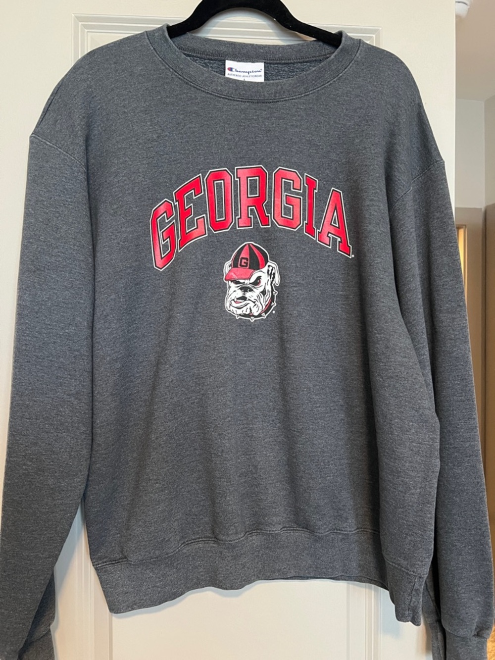 Champion Gray Georgia Bulldogs Logo Crewneck